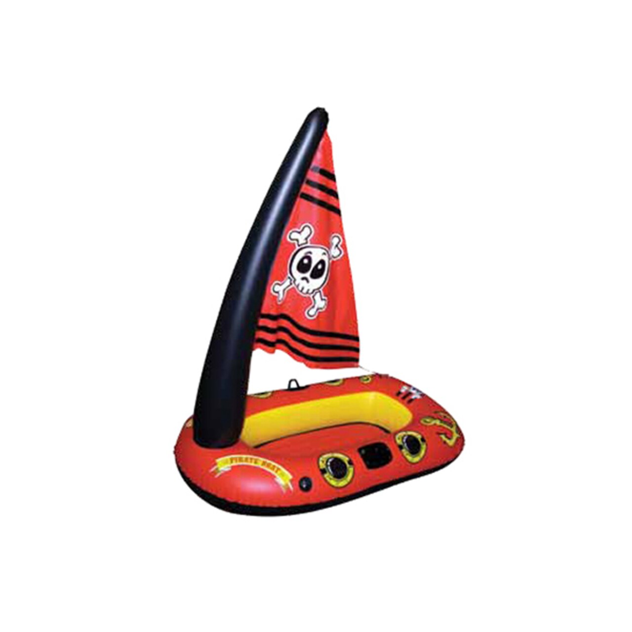 Swim Central Inflatable Red Pirate Boat Swimming Pool Float with Jolly Roger Sail, 57-Inch
